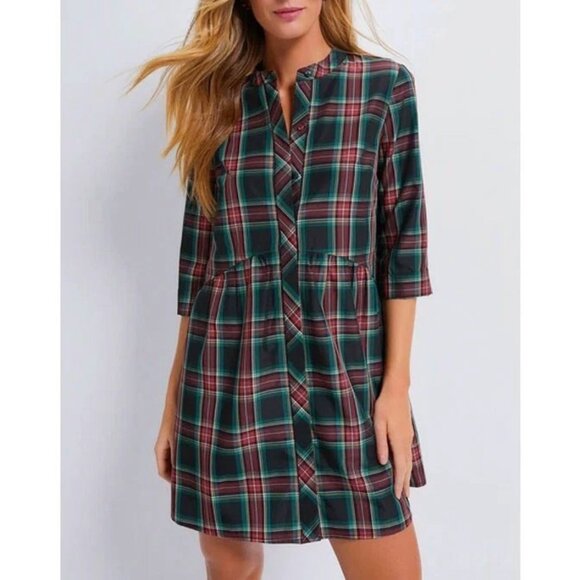 New Tuckernuck Royal Taffeta Shirtdress Highland Tartan Small $198 - Picture 1 of 8